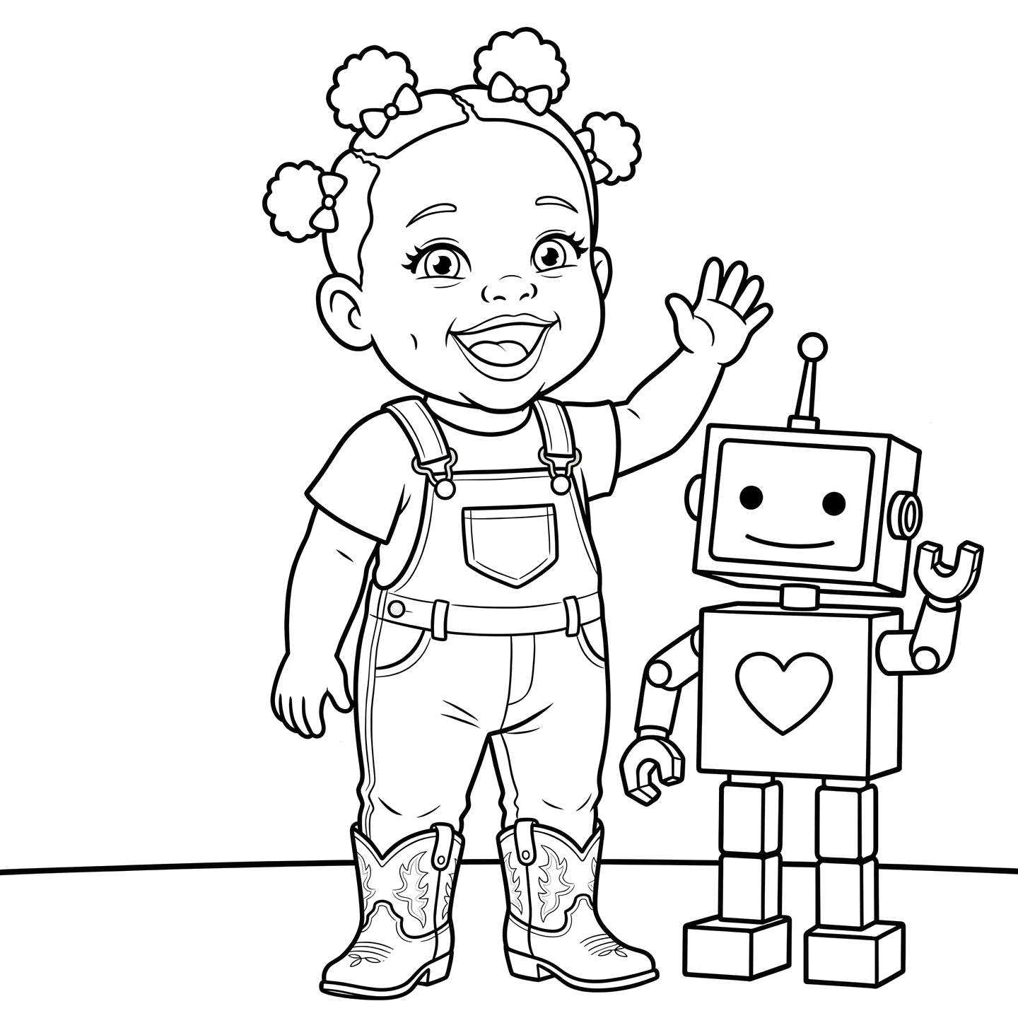 Samara standing beside Beep the robot
